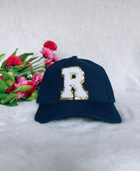 Custom Dark Blue Cap with Chenille Letters | Personalized