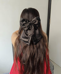 Satin French Bow - Black