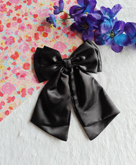 Satin French Bow - Black