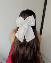 Satin French Bow - White