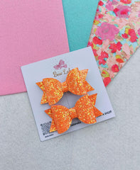 Orange Little Glitter Bow (pack of 2)