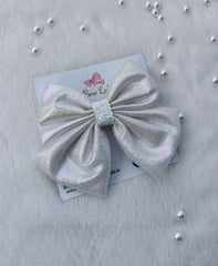 Sugar Plum Hair Bow - Silver