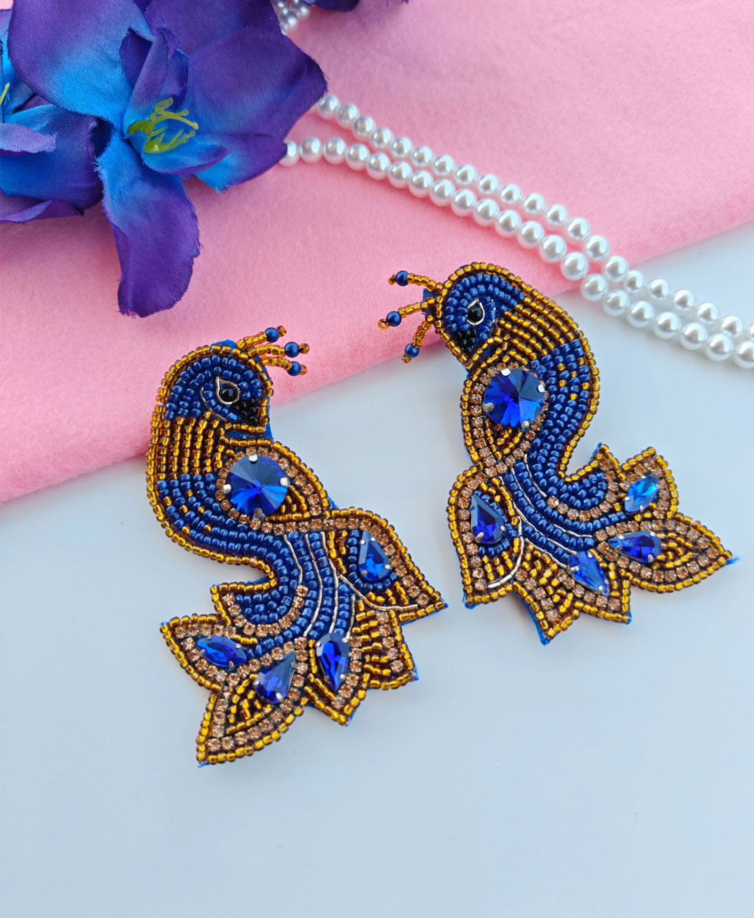 Bird Golden Blue earrings