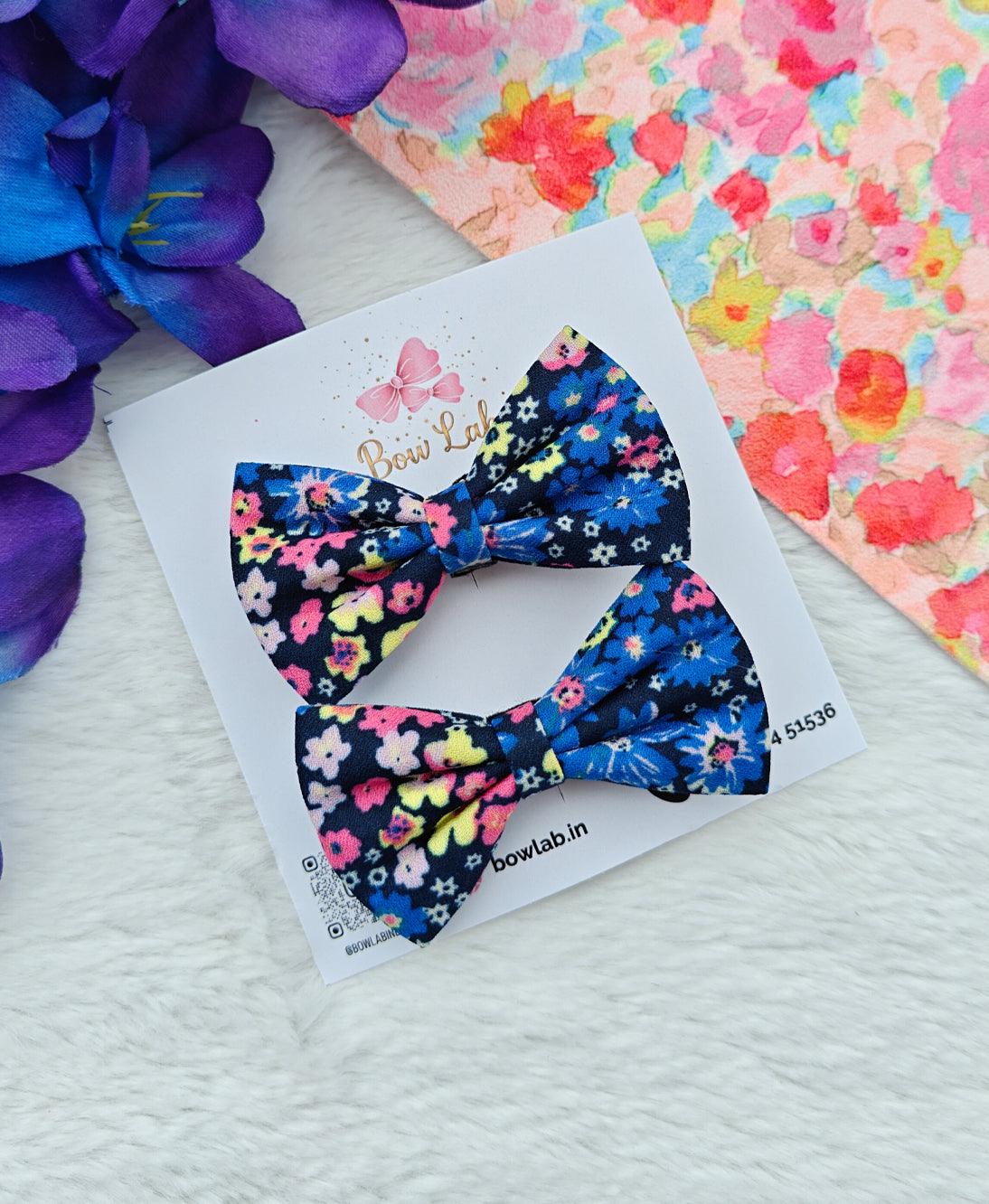 Chic Night Garden Bow Pair - Fashionable Hair Accessory