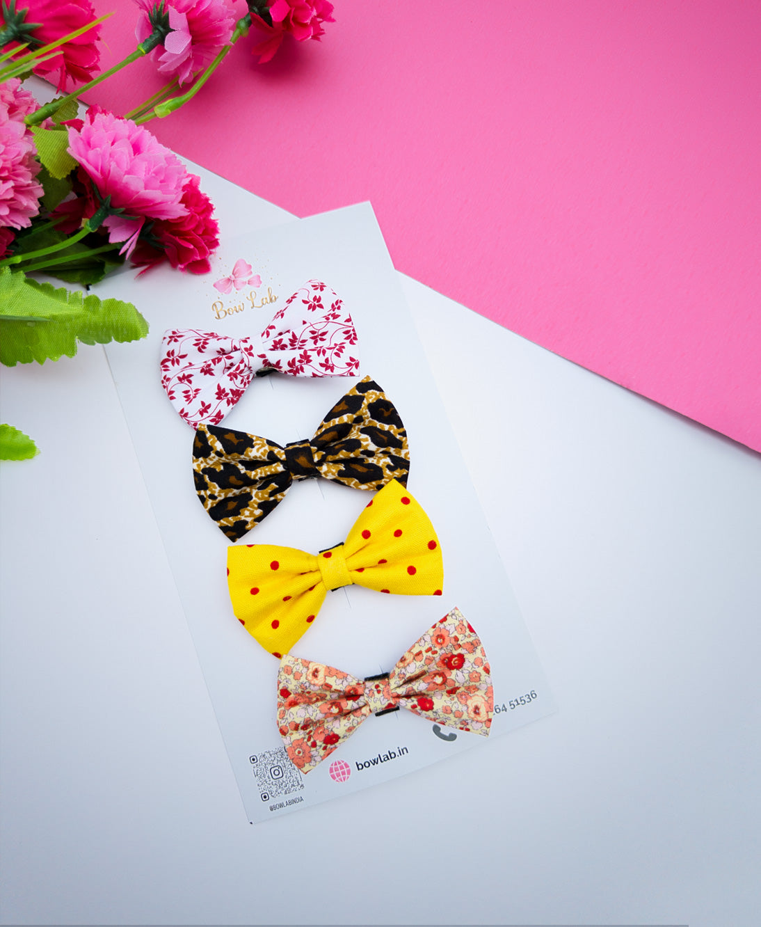 Cute Print Mini Bows Set of 4 Main image