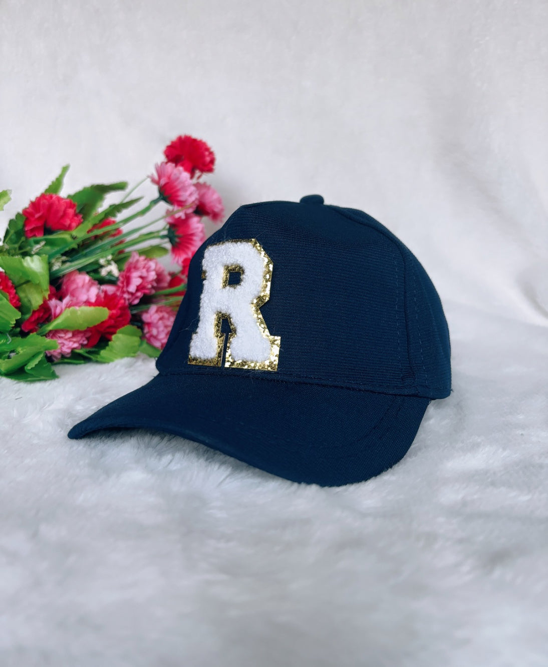 Custom Dark Blue Cap with Chenille Letters | Personalized