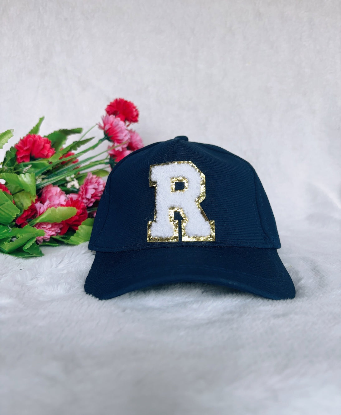 Custom Dark Blue Cap with Chenille Letters | Personalized