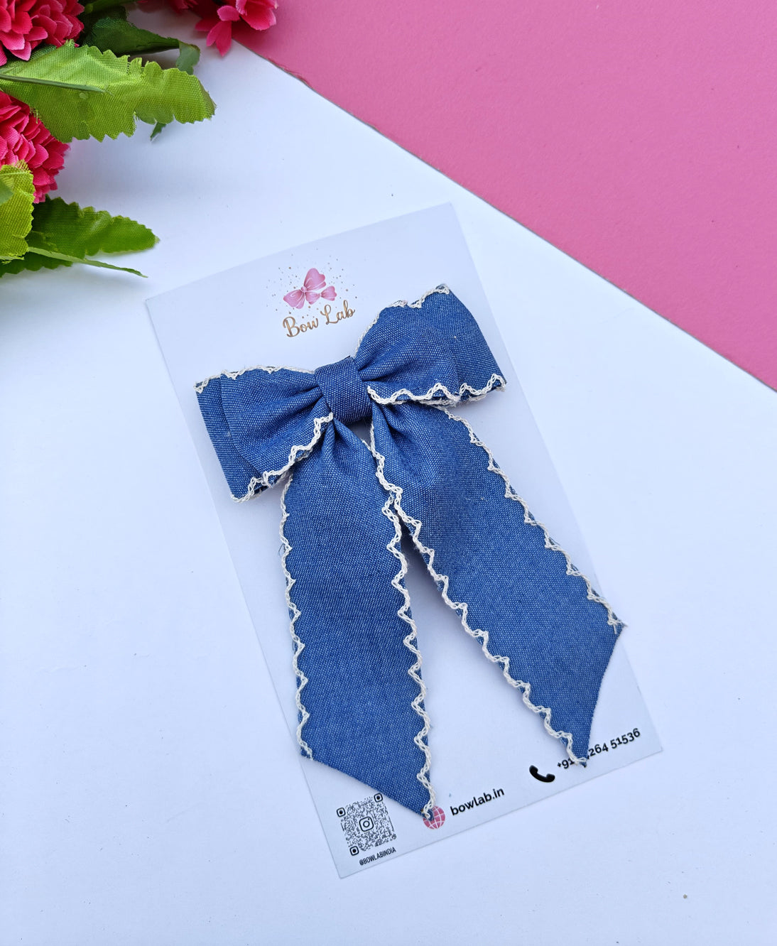 Denim Lace Bow