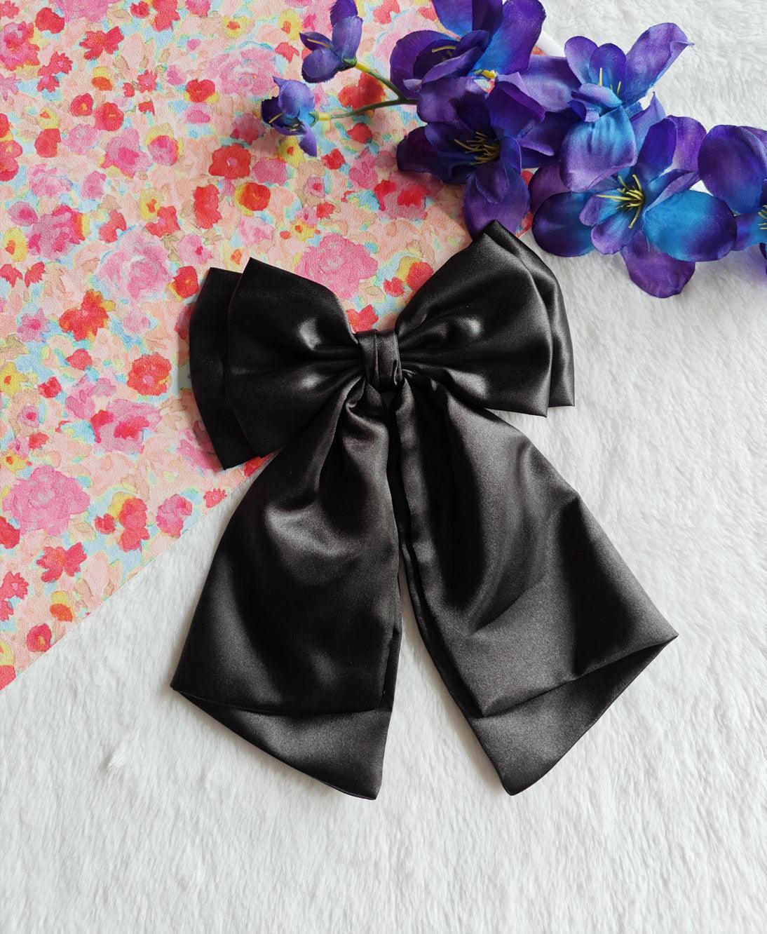 Satin French Bow - Black