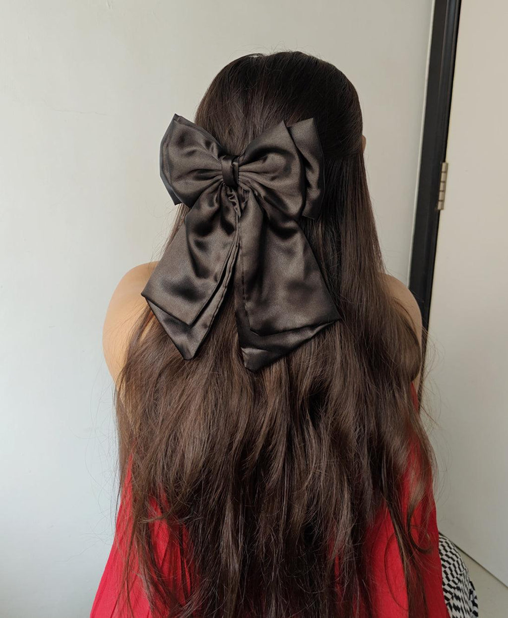 Satin French Bow - Black