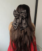 Satin French Bow - Black