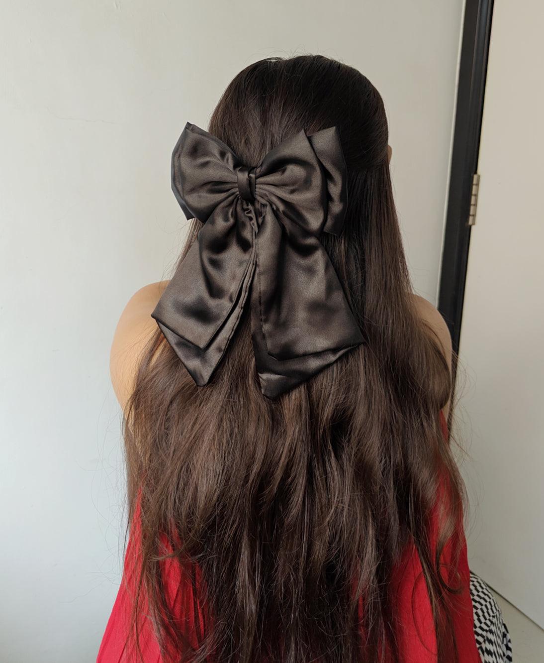 Satin French Bow - Black