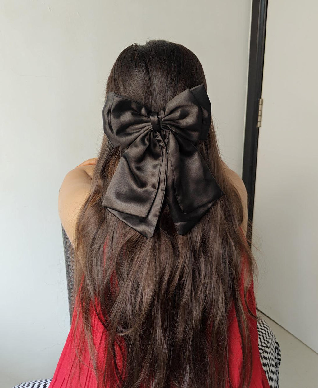 Satin French Bow - Black