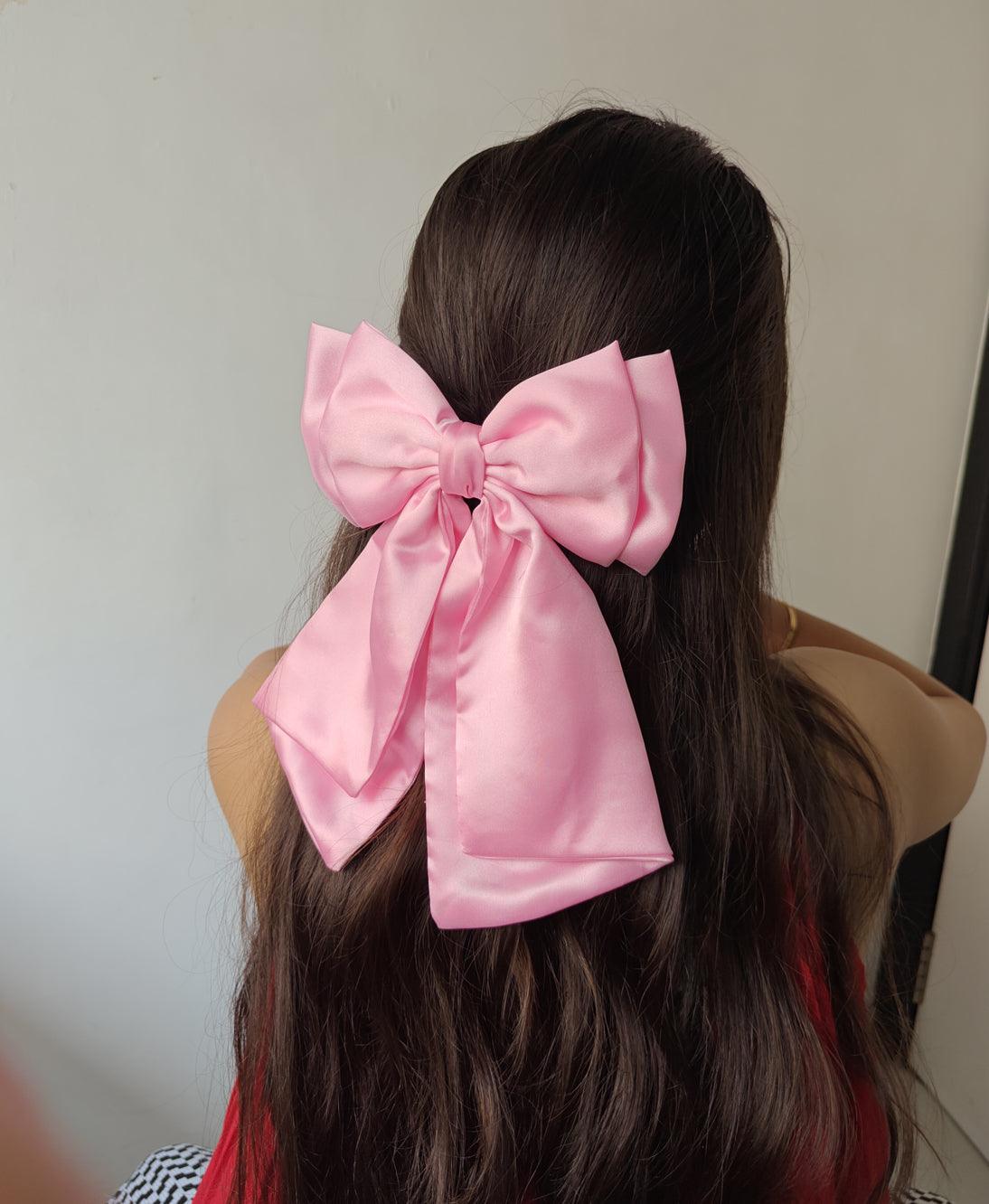 Satin French Bow - Pink