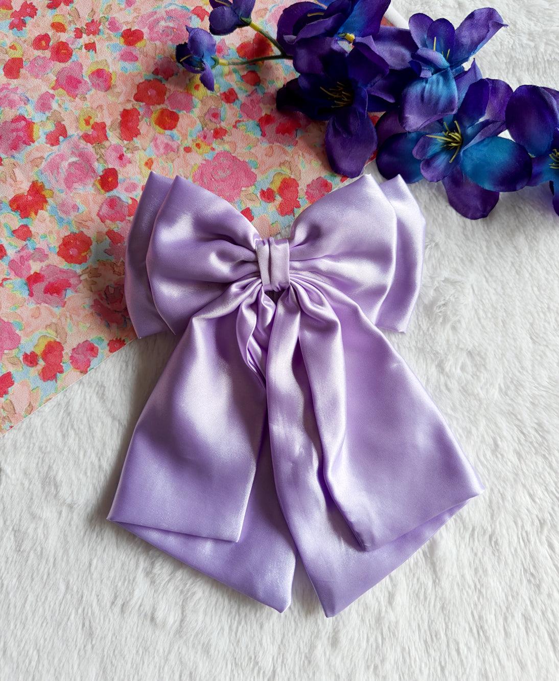Satin French Bow - Purple Secondary image