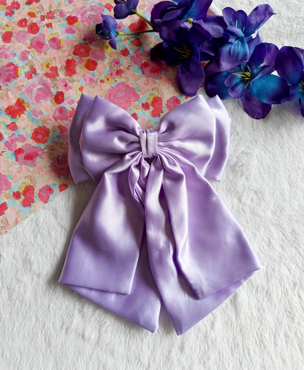 Satin French Bow - Purple