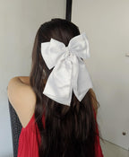 Satin French Bow - White