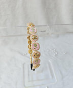 Pink Kundan Hairband with Pearls and Flower