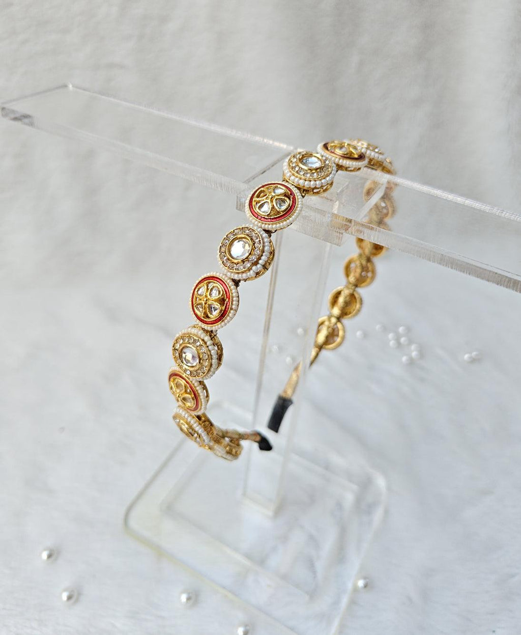 Multicolor Kundan Hairband with Pearls