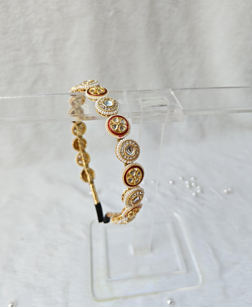 Multicolor Kundan Hairband with Pearls