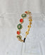 Red & Green Kundan Hairband with pearls