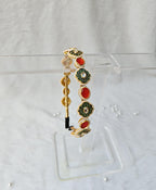 Red & Green Kundan Hairband with pearls