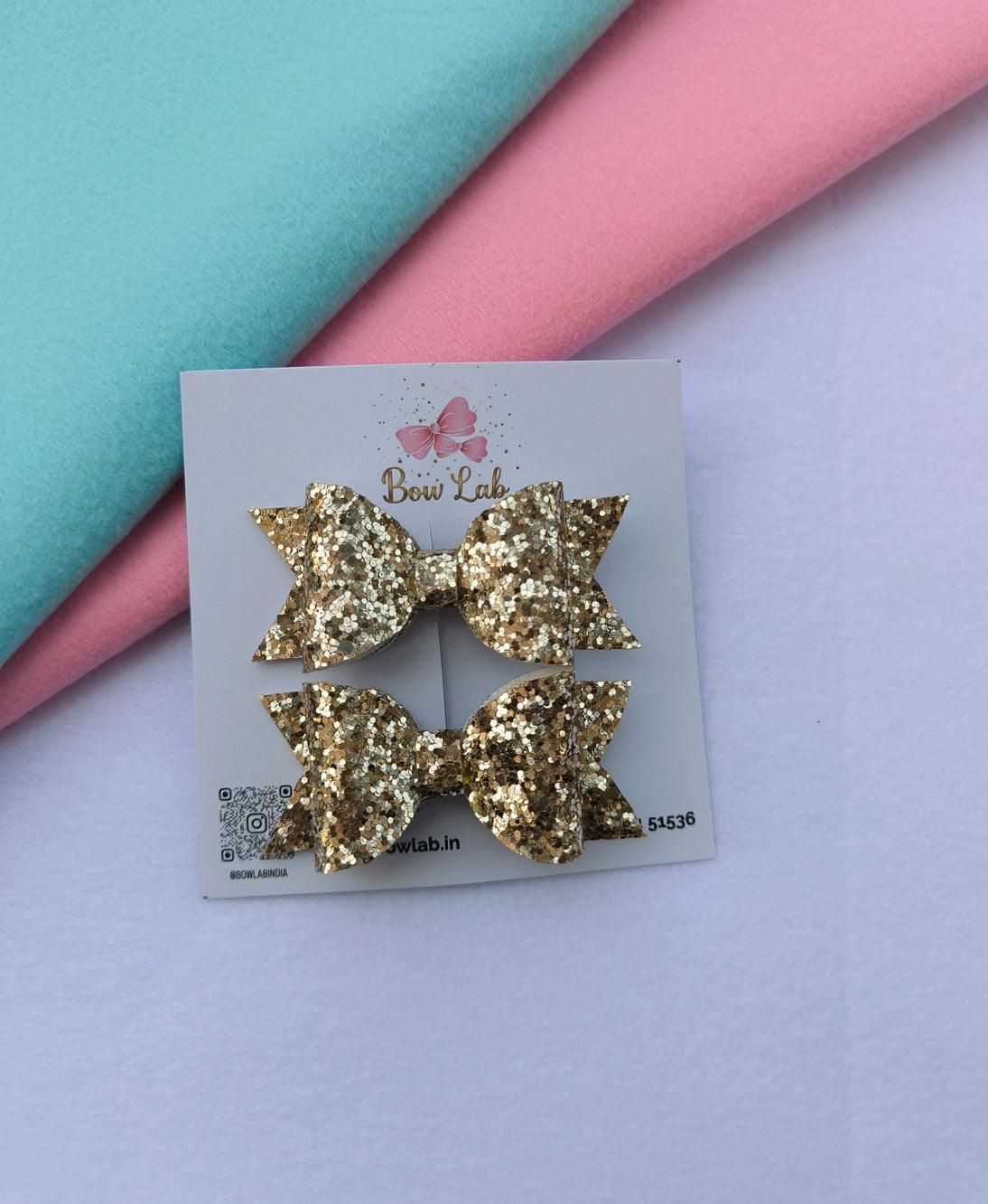 Gold Little Glitter Bow (pack of 2)