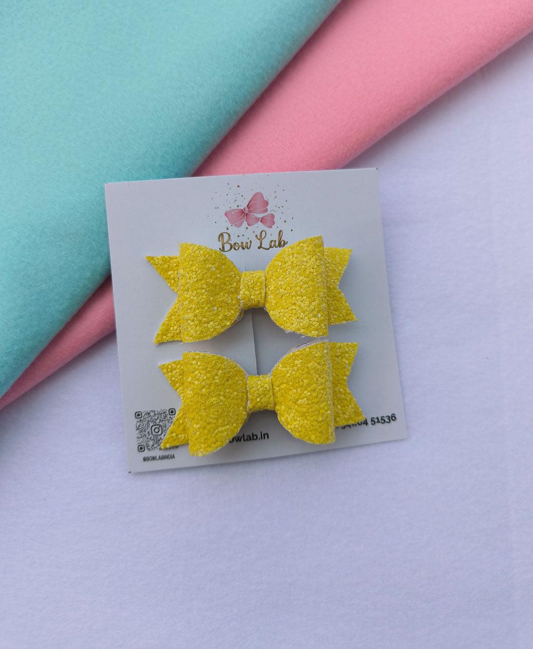 Yellow Little Glitter Bow (pack of 2)