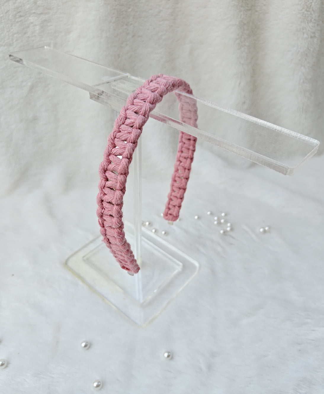 Bohemian Blush Baby Pink Macrame Headband Main image
