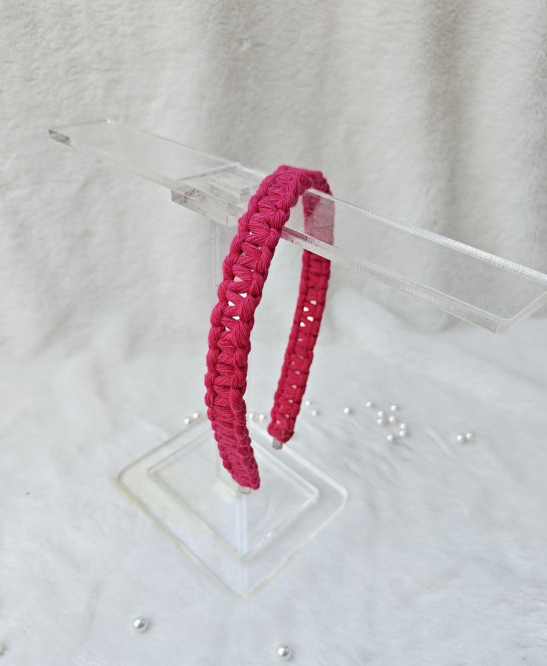 Vibrant Magenta Macrame Headband | Boho Chic Hair Accessory