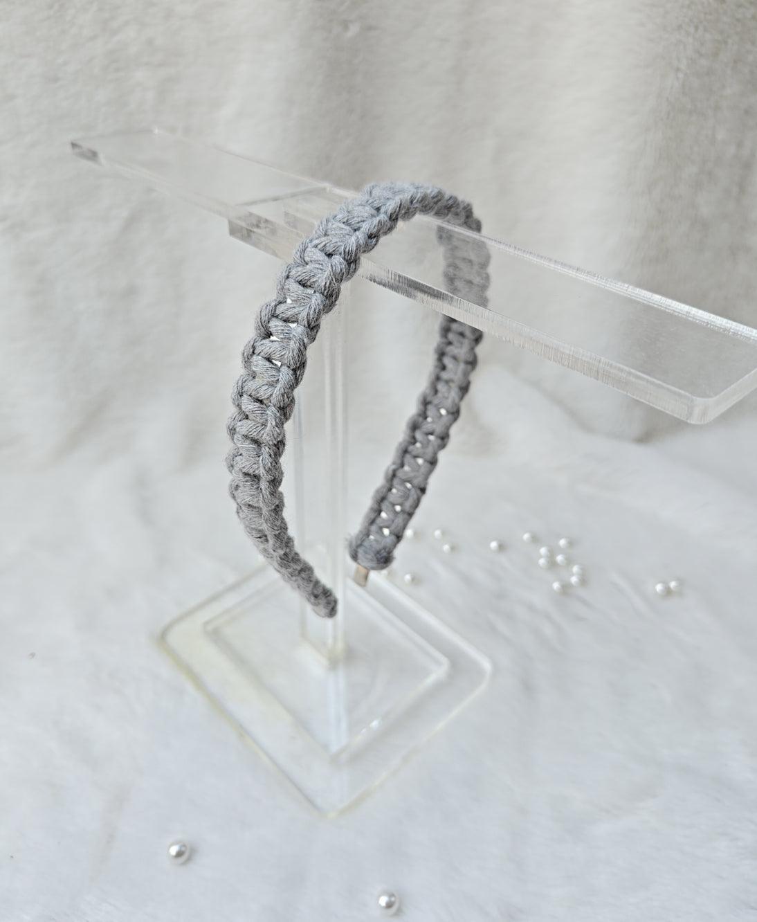 Chic Gray Macrame Headband | Boho Hair Accessory