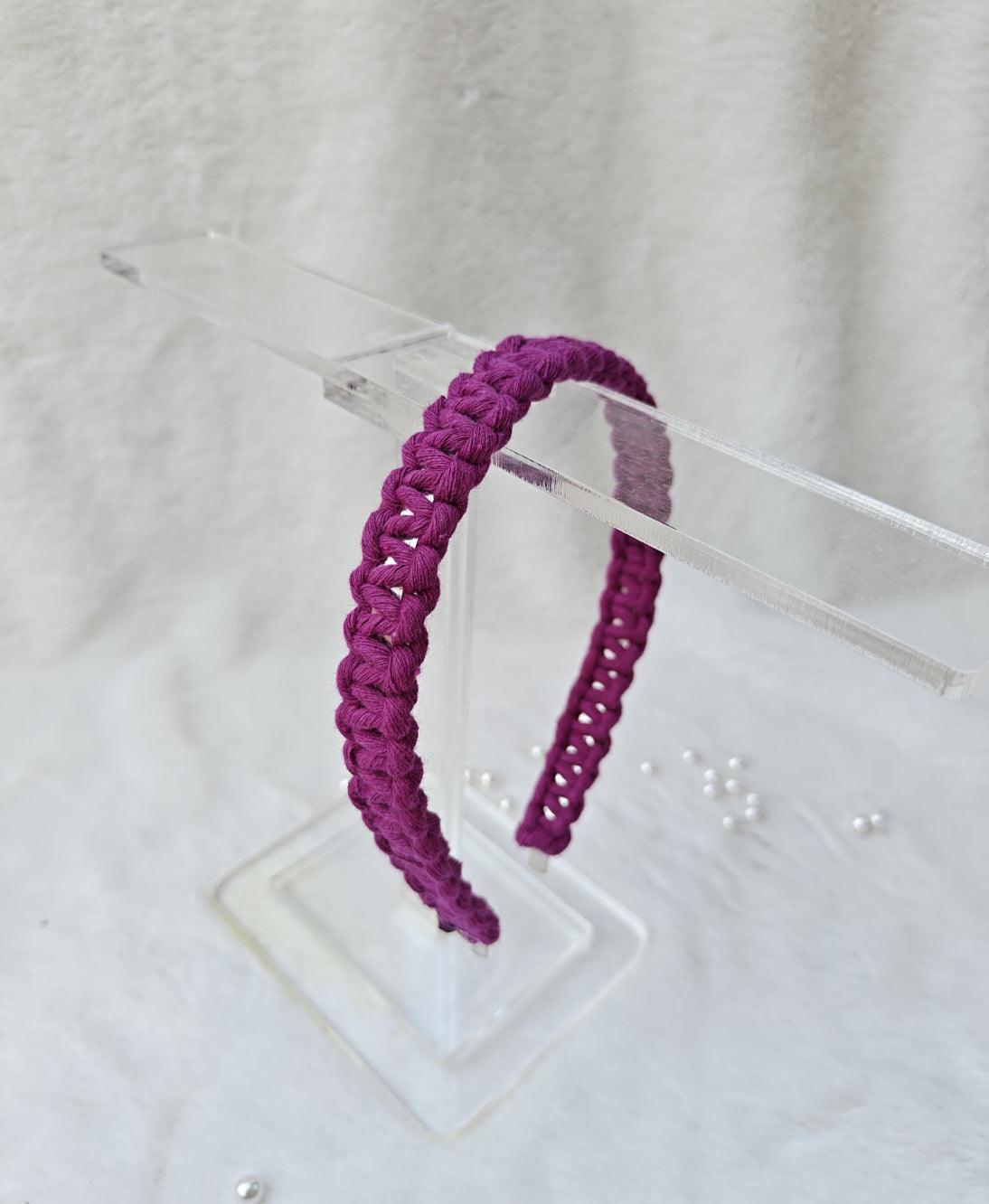 Trendy Purple Macrame Headband | Adjustable Bohemian Style Main image