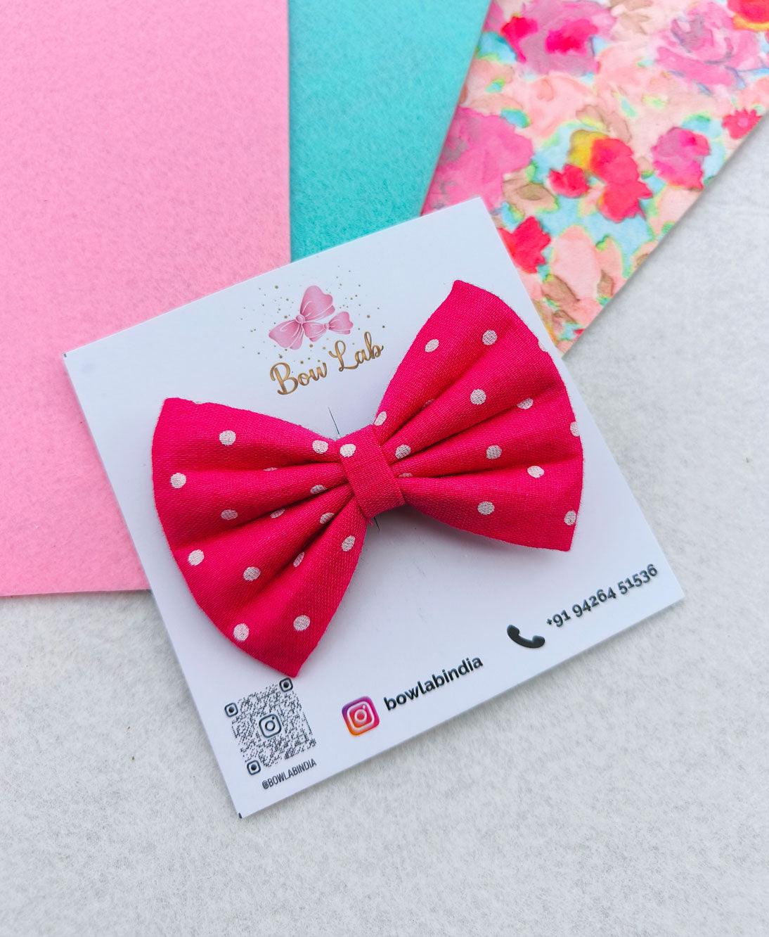 Pink Polka Dot Medium Hair Bow Main image