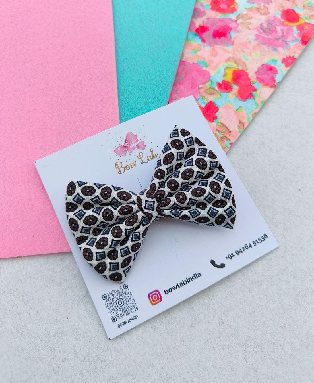 Brown Block Medium Hair Bow Main image