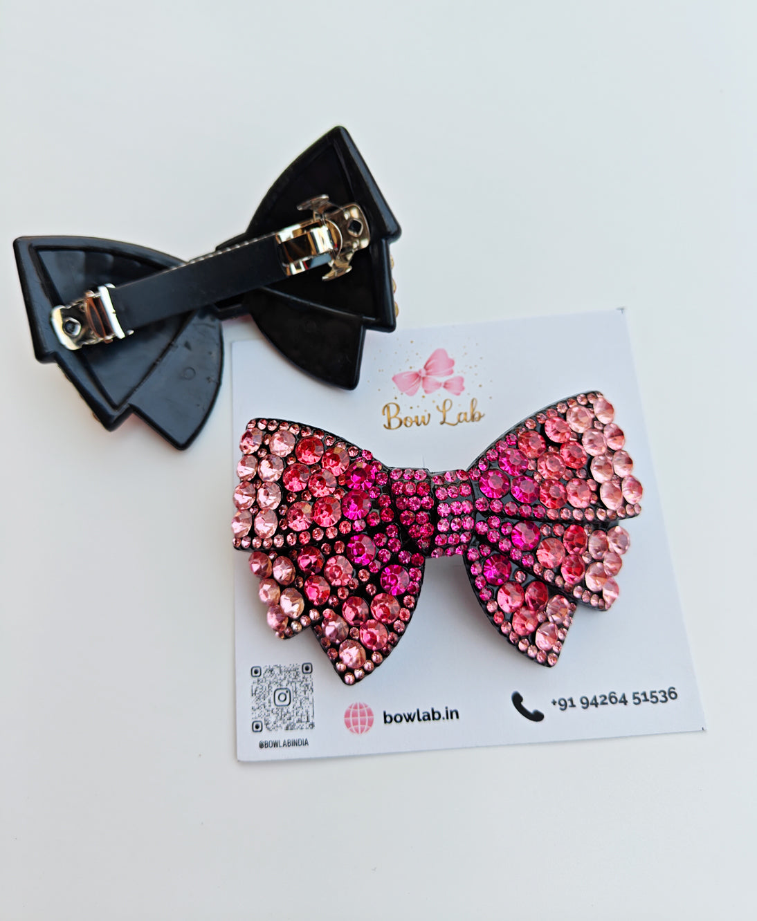 Crystal Charm Jeweled Bow - Pink Main image