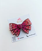 Crystal Charm Jeweled Bow - Pink