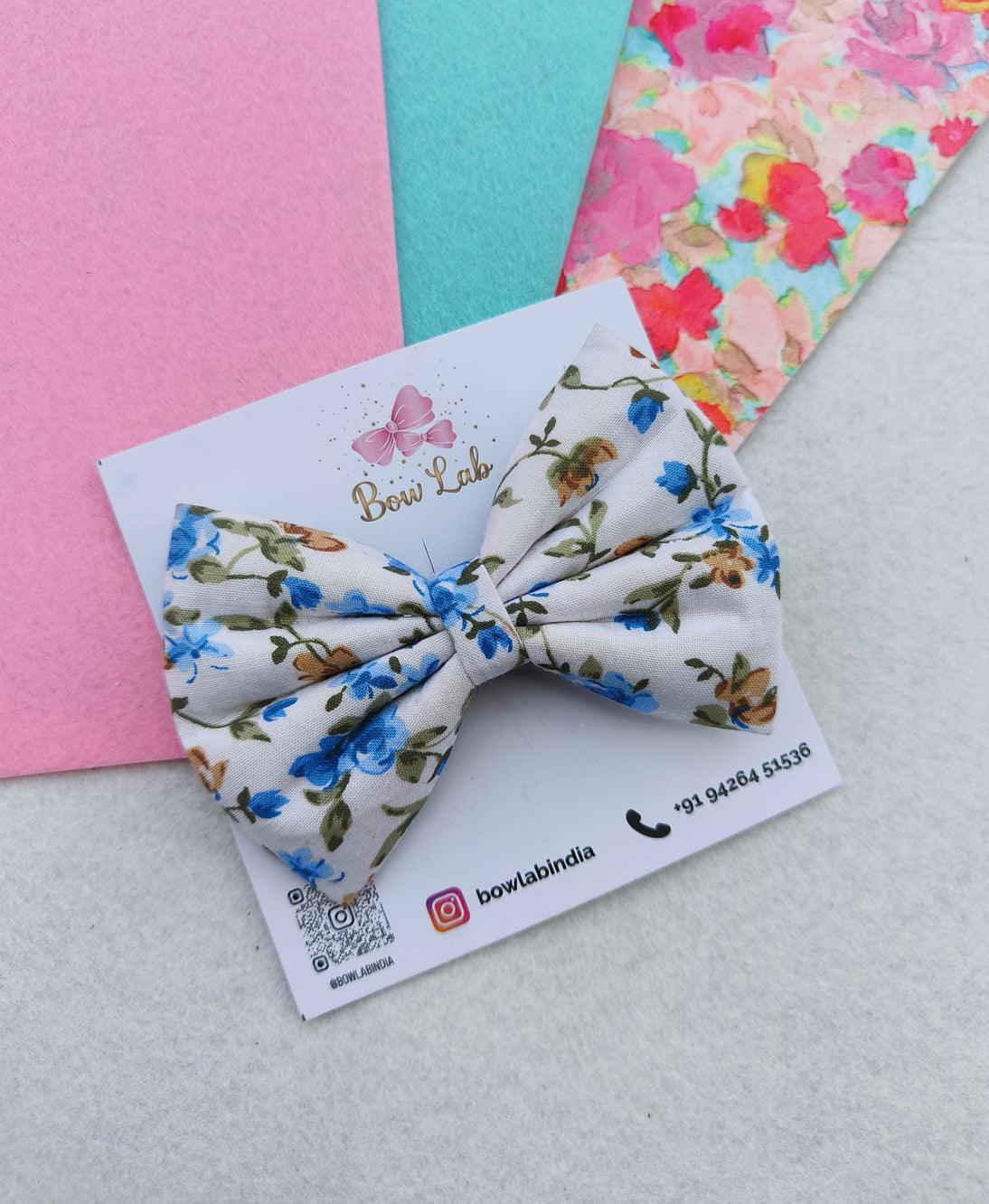 Skyblue Floral 4 inch Bow