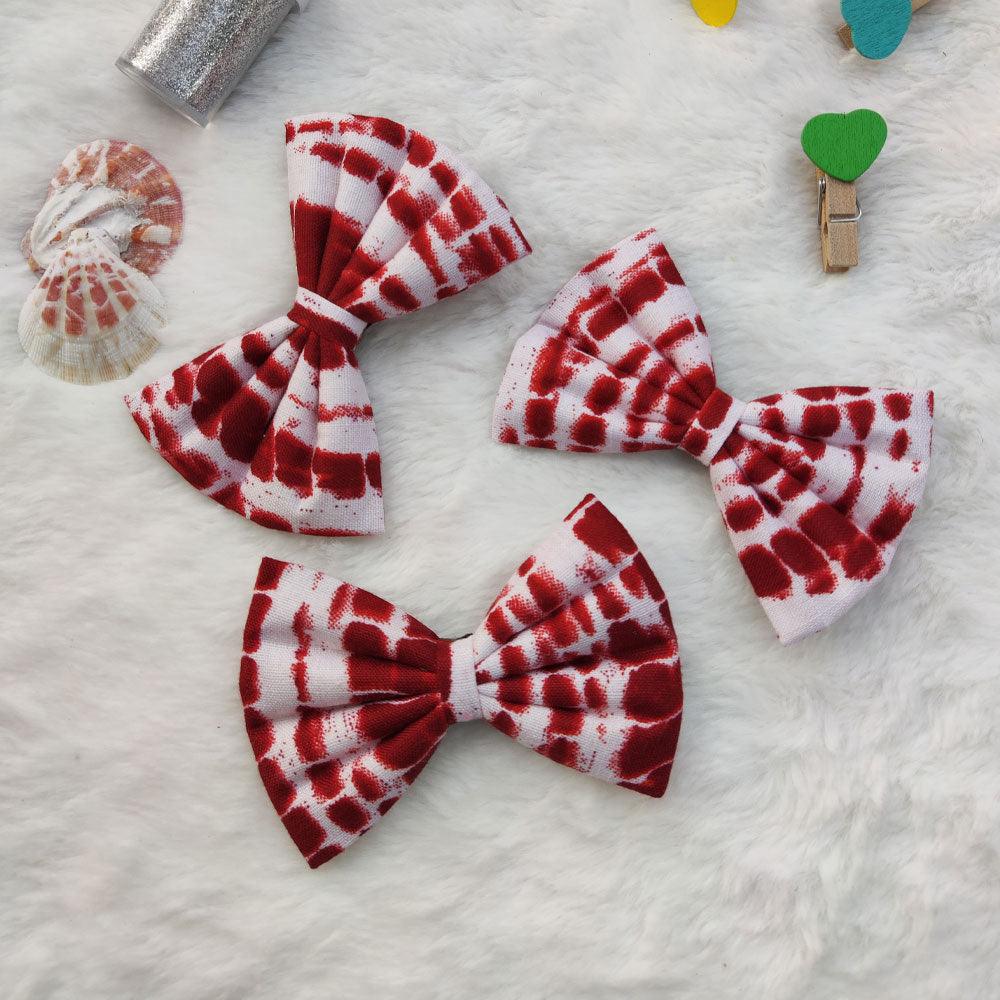 Shibori Red 4 inch Bow Secondary image