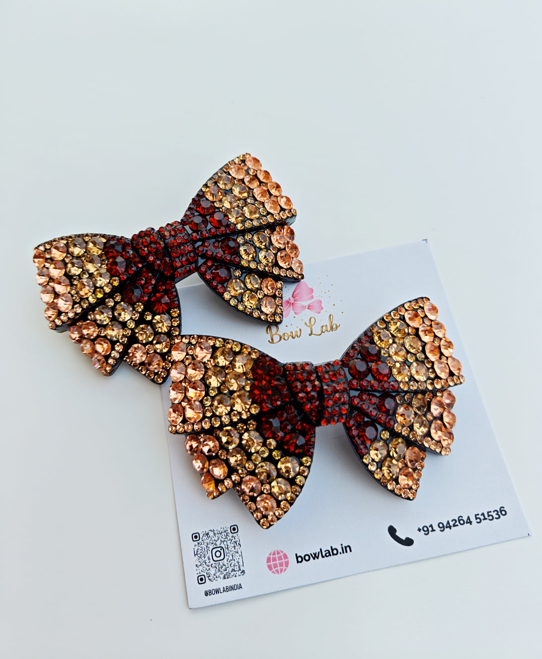 Crystal Charm Jeweled Bow - Brown Main image