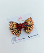 Crystal Charm Jeweled Bow - Brown