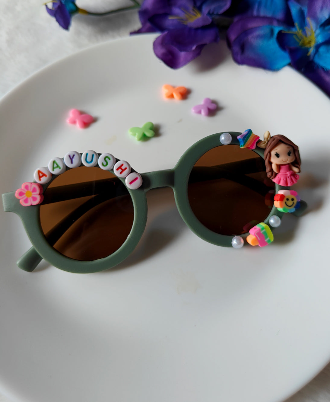 Matte Round Name Sunglass for Girls