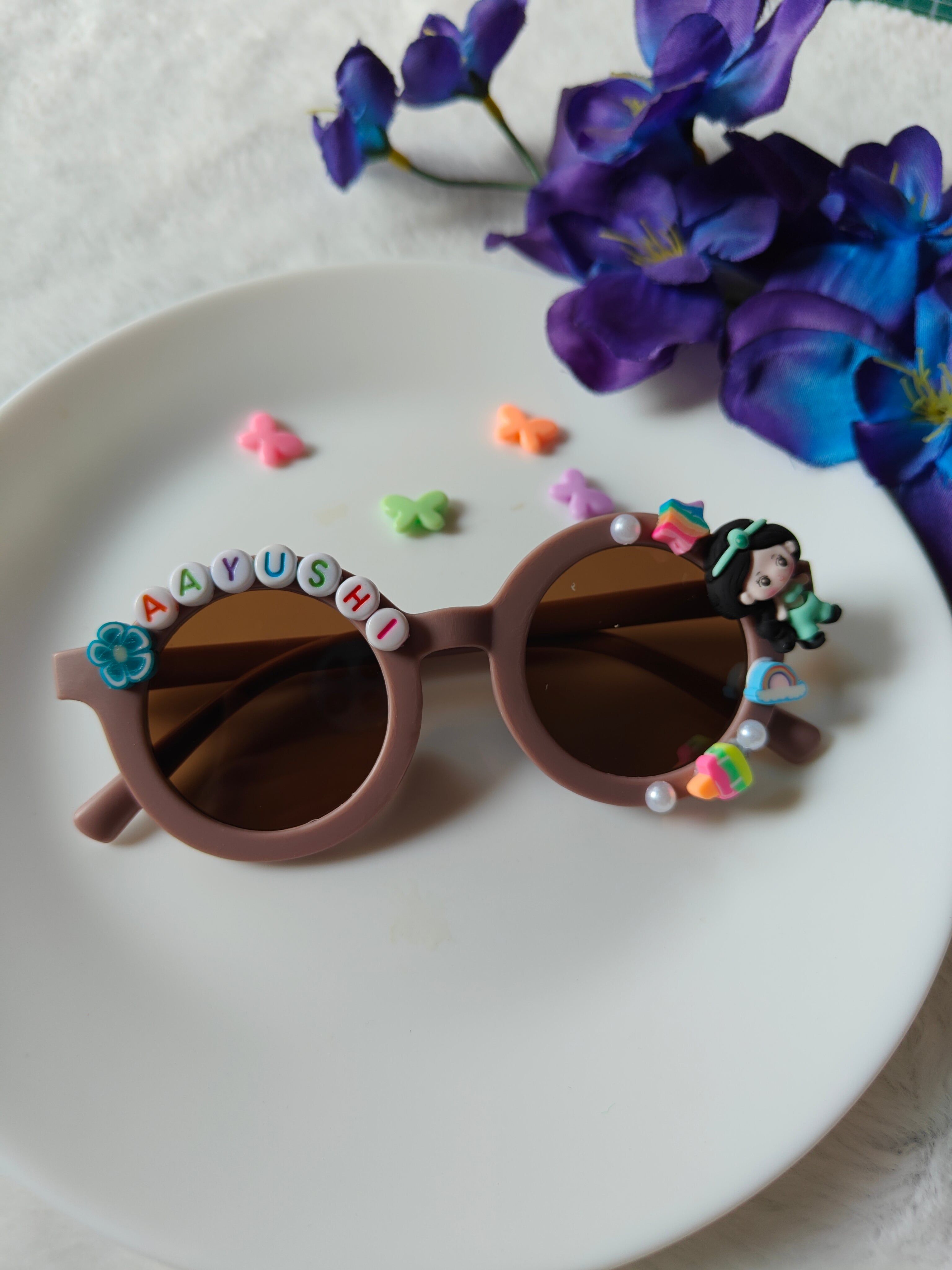 Matte Round Name Sunglass for Girls