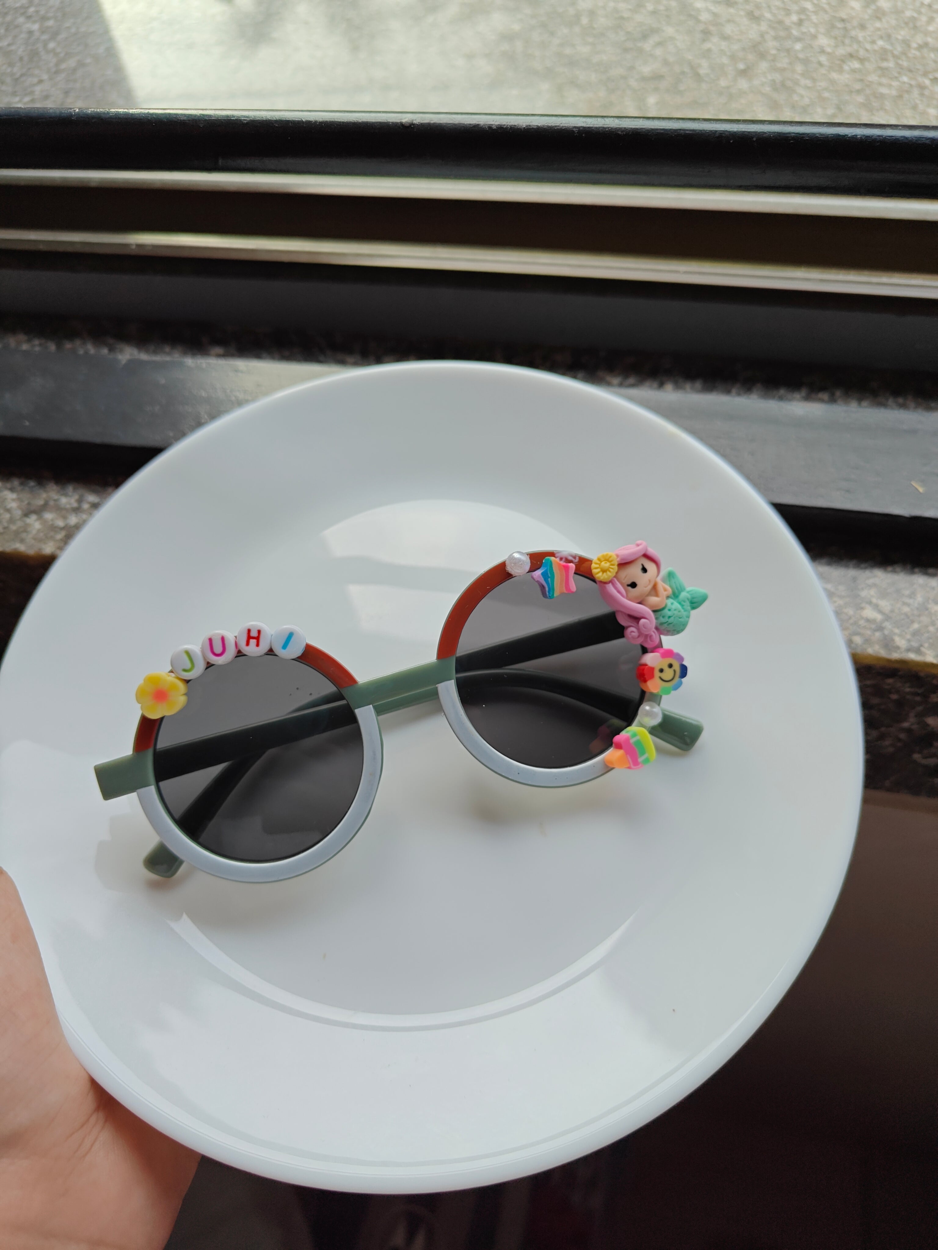 Personalized Round Sunglasses Girls' Custom Charms (1-11 Years) Magical! Brown-Olive