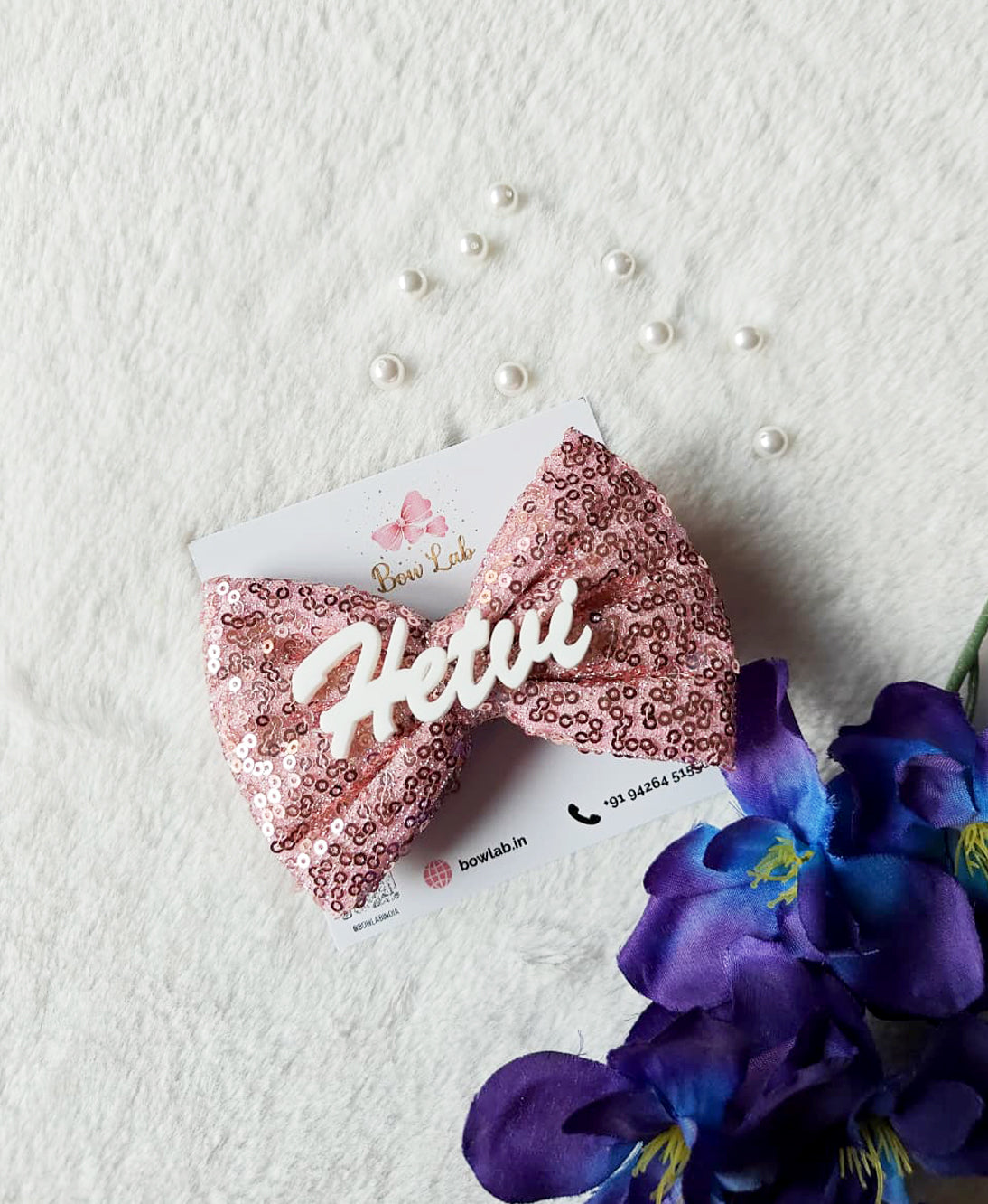 Sequin Name Bow