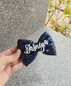 Sequin Name Bow