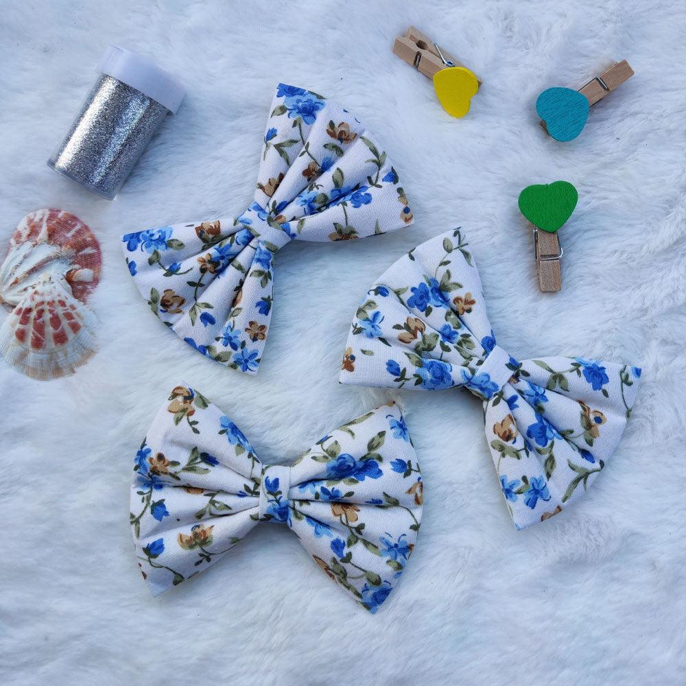 Skyblue Floral 4 inch Bow Secondary image