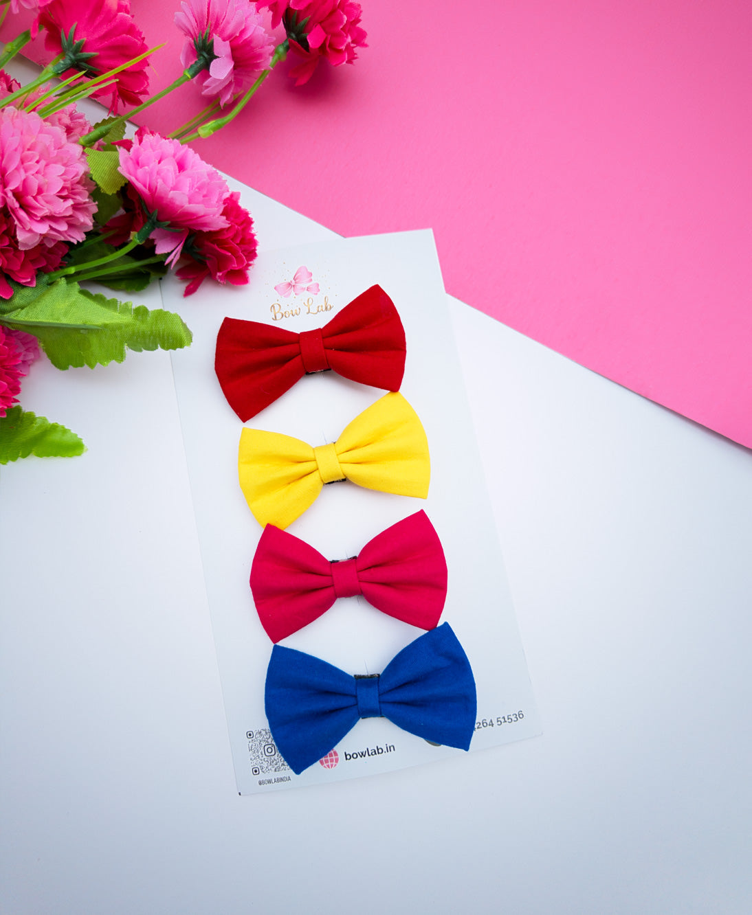 Solid Colorful Mini Bows Set of 4 Main image