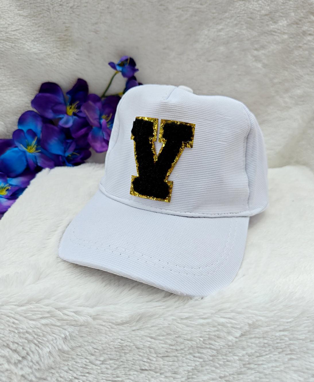 White Custom Cap | Plush Chenille Initials | Personalized Style