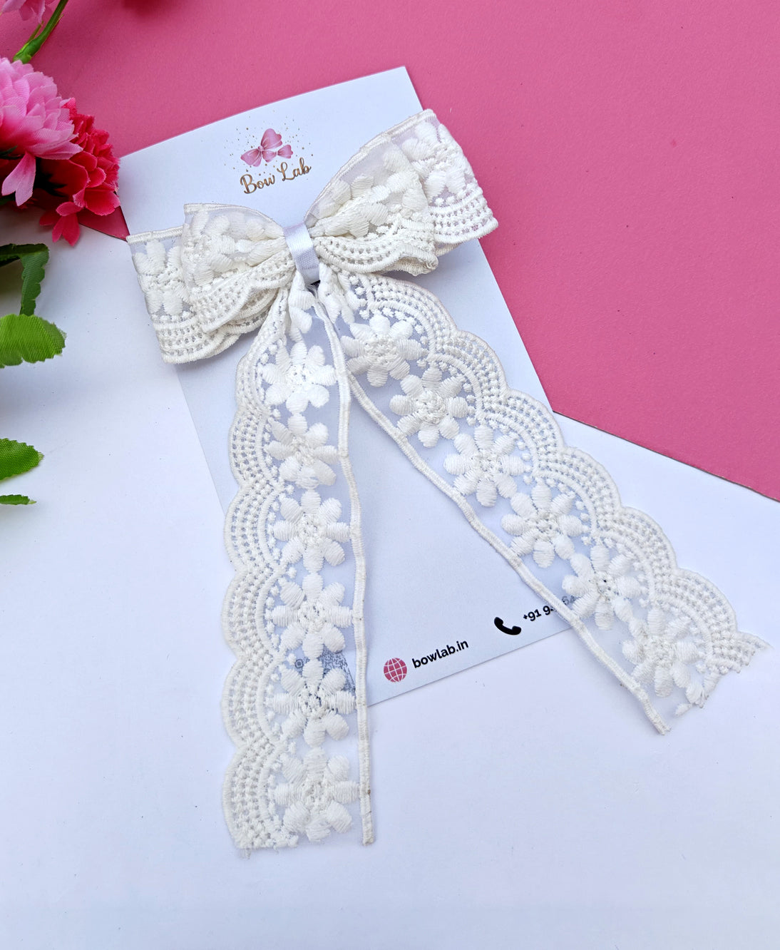 Moon White Lace Bow