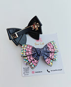 Crystal Charm Jeweled Bow - Purple